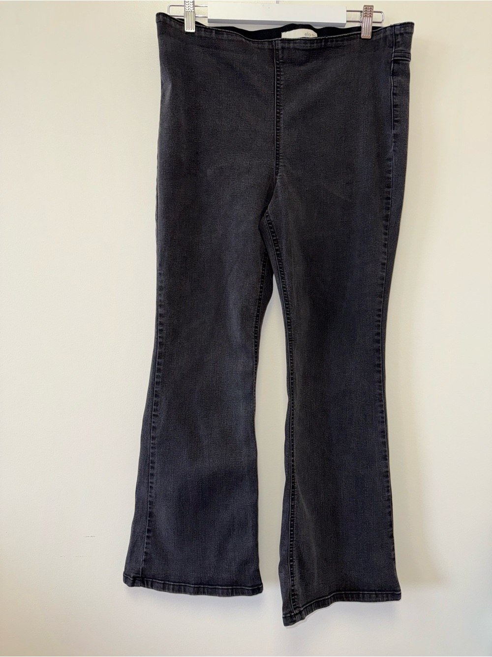 Anthropologie Ella Moss (14s) Pull-On Black Denim Flare Leg w/ Elastic Waist